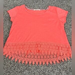 Rewind Coral Lace Hem Crop Top